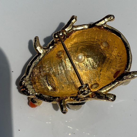 Vintage by Kenneth Jay Lane  GP ladybug brooch black enamel - Picture 10 of 14